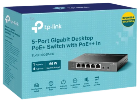 Photo de Switch réseau ethernet Gigabit TP-Link TL-SG1005P-PD - 5 ports dont 4x PoE
