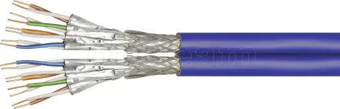 Photo de Touret de câble RJ45 500m Goobay Catégorie 7A+ S/FTP Duplex Monobrin (Bleu)