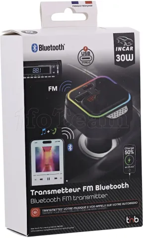 Photo de Transmetteur FM Bluetooth T'nB Premium avec 2x USB-A + 1x USB-C