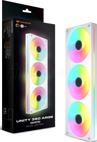 Photo de Triple Ventilateur de boitier Cougar Unity Reverse RGB - 360mm (Blanc)