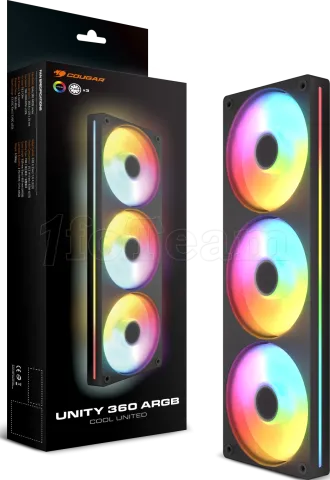 Photo de Triple Ventilateur de boitier Cougar Unity Reverse RGB - 360mm (Noir)