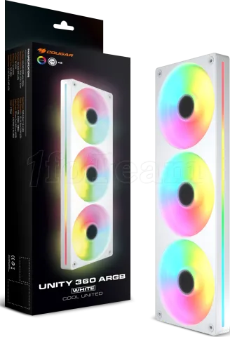 Photo de Triple Ventilateur de boitier Cougar Unity RGB - 360mm (Blanc)