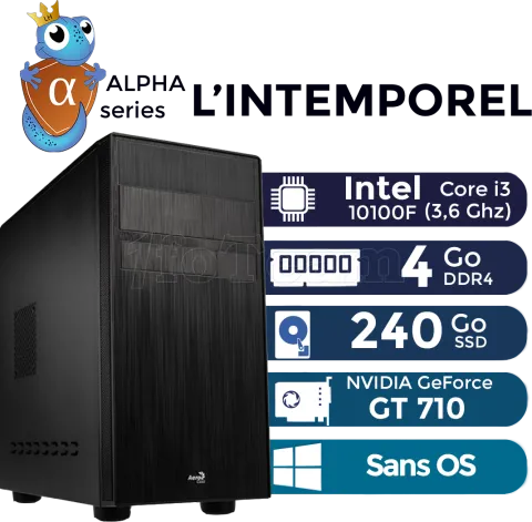 Photo de Unité centrale Alpha Intel Core i3-10100F FreeDOS (Noir)