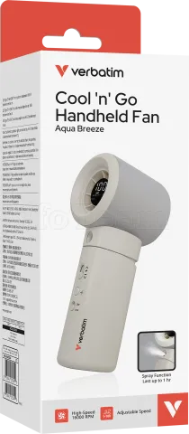 Photo de Ventilateur à main sur batterie Verbatim Cool'n'Go Aqua Breeze (Blanc/Argent)
