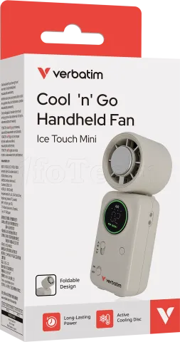 Photo de Ventilateur à main sur batterie Verbatim Cool'n'Go Ice Touch Mini (Blanc/Argent)