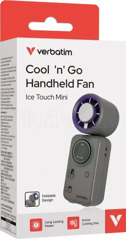 Photo de Ventilateur à main sur batterie Verbatim Cool'n'Go Ice Touch Mini (Violet/Gris)