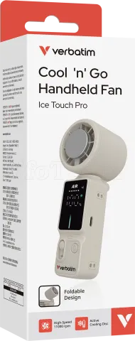 Photo de Ventilateur à main sur batterie Verbatim Cool'n'Go Ice Touch Pro (Blanc/Argent)