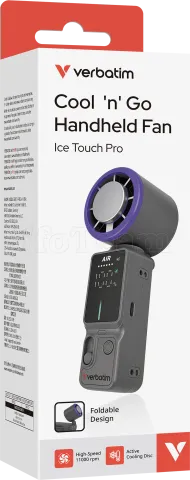 Photo de Ventilateur à main sur batterie Verbatim Cool'n'Go Ice Touch Pro (Violet/Gris)
