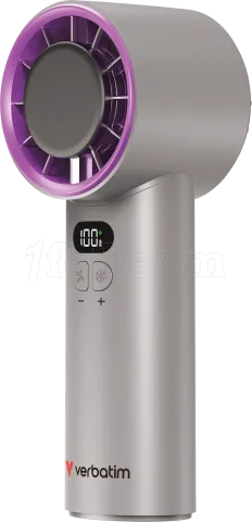Photo de Ventilateur à main sur batterie Verbatim Cool'n'Go IceTouch - Ø6cm (Gris/Violet)