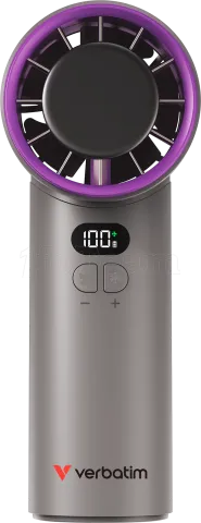 Photo de Ventilateur à main sur batterie Verbatim Cool'n'Go IceTouch - Ø6cm (Gris/Violet)