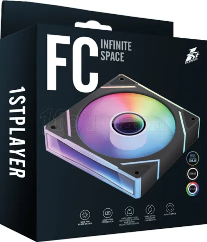 Photo de Ventilateur boitier 1stPlayer FC7 RGB - 12cm (Noir)