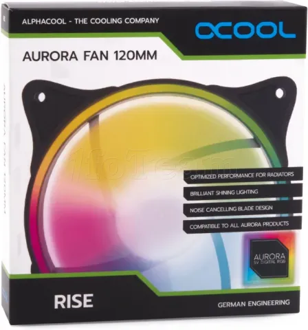 Photo de Ventilateur de boitier Alphacool Rise Aurora RGB - 12cm (Blanc)