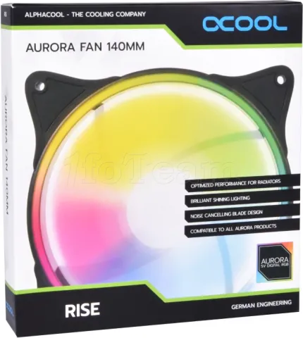 Photo de Ventilateur de boitier Alphacool Rise Aurora RGB - 14cm (Blanc)