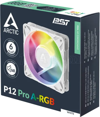 Photo de Ventilateur de boitier Arctic P12 Pro PST RGB - 12cm (Blanc)