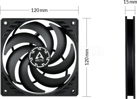 Photo de Ventilateur de boitier Arctic P12 Slim PST - 12cm (Noir)