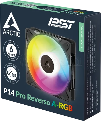 Photo de Ventilateur de boitier Arctic P14 Pro Reverse RGB - 14cm (Noir)