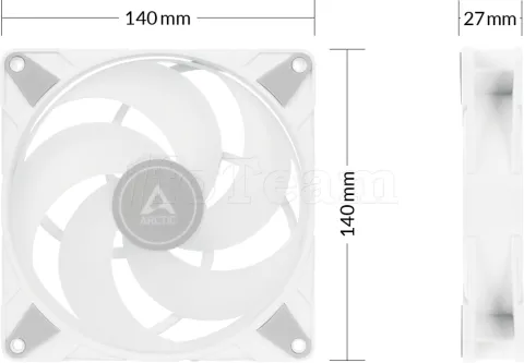 Photo de Ventilateur de boitier Arctic P14 PST RGB - 14cm (Blanc)