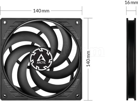 Photo de Ventilateur de boitier Arctic P14 Slim PST - 14cm (Noir)