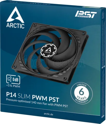 Photo de Ventilateur de boitier Arctic P14 Slim PST - 14cm (Noir)
