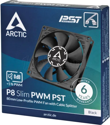 Photo de Ventilateur de boitier Arctic P8 Slim PWM PST - 8cm (Noir)