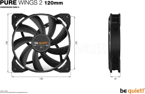 Photo de Ventilateur de boitier Be Quiet Pure Wings 2 Haute vitesse PWM 12cm (Noir)