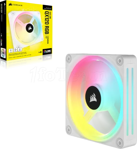 Photo de Ventilateur de boitier Corsair iCue Link QX RGB - 12cm (Blanc)