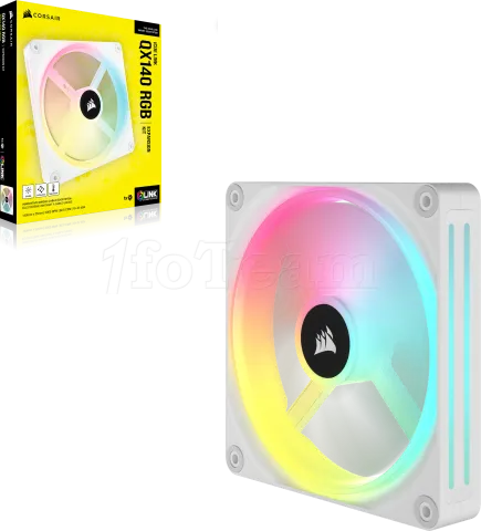 Photo de Ventilateur de boitier Corsair iCue Link QX RGB - 14cm (Blanc)