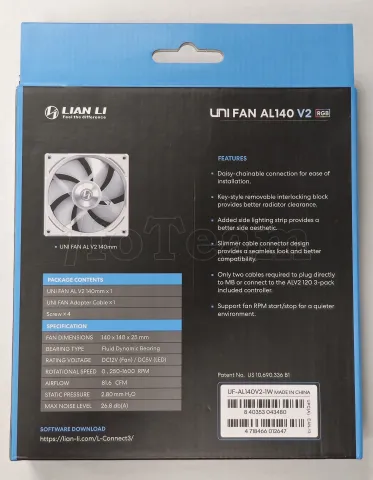 Photo de Ventilateur de boitier Lian Li Uni Fan AL V2 RGB - 14cm (Blanc) - ID 213701