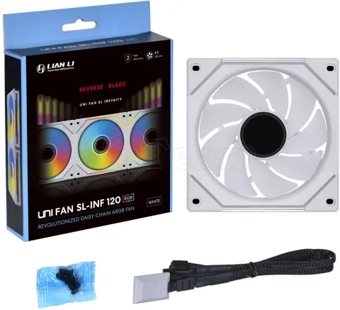 Photo de Ventilateur de boitier Lian Li Uni Fan SL-Infinity Reverse RGB - 12cm (Blanc)