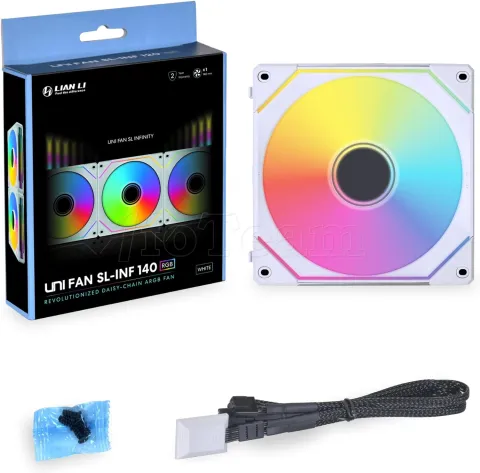 Photo de Ventilateur de boitier Lian Li Uni Fan SL-Infinity Reverse RGB - 14cm (Blanc)