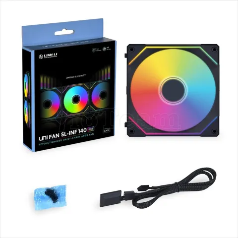 Photo de Ventilateur de boitier Lian Li Uni Fan SL-Infinity Reverse RGB - 14cm (Noir)