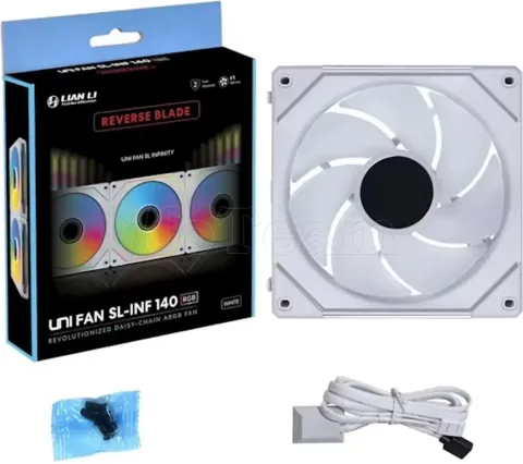 Photo de Ventilateur de boitier Lian Li Uni Fan SL-Infinity Wireless Reverse RGB - 14cm (Blanc)