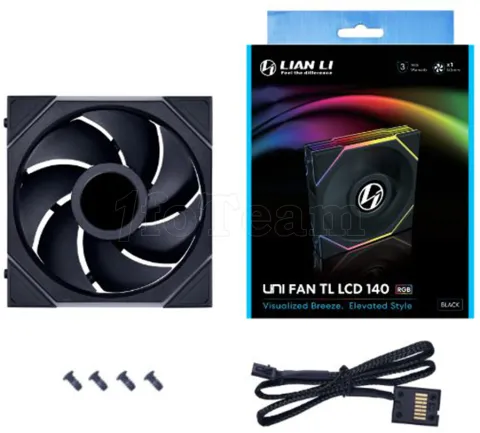 Photo de Ventilateur de boitier Lian Li Uni Fan TL LCD RGB - 14cm (Noir)