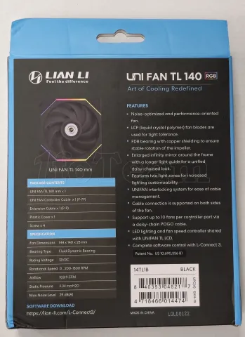 Photo de Ventilateur de boitier Lian Li Uni Fan TL RGB - 14cm (Noir) - ID 213697