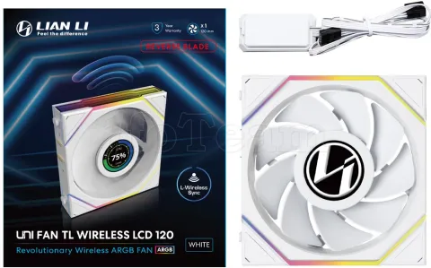 Photo de Ventilateur de boitier Lian Li Uni Fan TL Wireless LCD Reverse RGB - 12cm (Blanc)