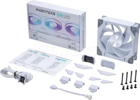 Photo de Ventilateur de boitier Phanteks D30 Reverse Airflow RGB - 12cm (Blanc)