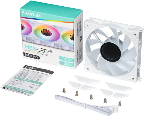Photo de Ventilateur de boitier Phanteks M25 Gen2 Reverse RGB - 12cm (Blanc)