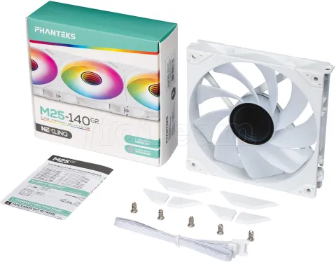 Photo de Ventilateur de boitier Phanteks M25 Gen2 Reverse RGB - 14cm (Blanc)