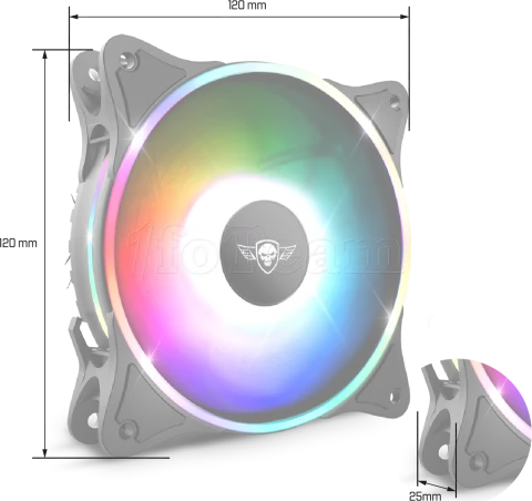 Photo de Ventilateur de boitier Spirit of Gamer AirForce Dual RGB - 12cm (Noir)