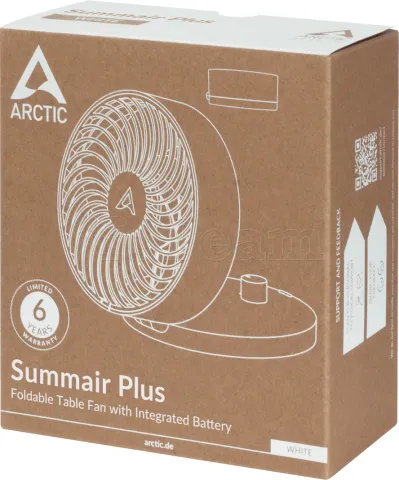 Photo de Ventilateur de bureau sur batterie Arctic Summair Plus - Ø11,2cm (Blanc)
