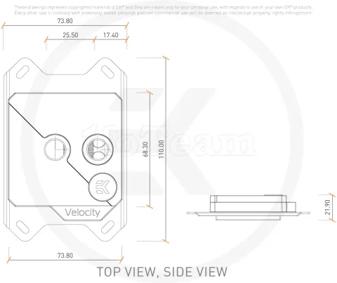 Photo de Waterblock CPU Ekwb EK-Quantum Velocity Strike DRGB (Argent/Noir Mat)