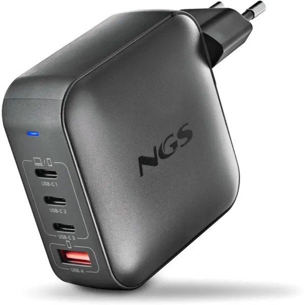 Alimentez tous vos appareils à la vitesse maximale avec le chargeur secteur NGS Bud 165W ? 3 ports USB-C + 1 port USB-A (Noir).