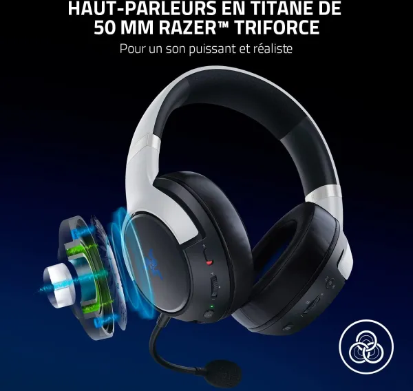 Avec son son design élégant et ses finitions de qualité, le casque Gamer sans fil Razer Kaira Pro est un accessoire de style incontournable pour tout setup gaming