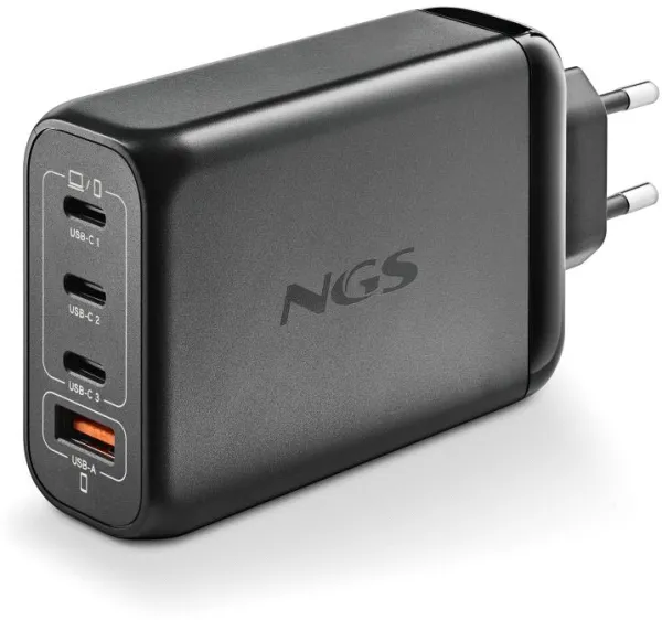 Rechargez tous vos appareils avec puissance et efficacité grâce au chargeur secteur NGS Bud 140W ? 3 ports USB-C + 1 port USB-A (Noir).