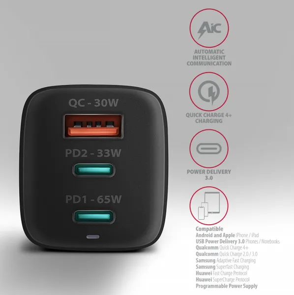 Trois ports pour une recharge simultanée optimale